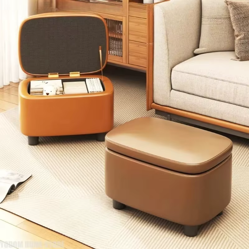 Pouf de rangement - Canapé organisateur rembourré avec compartiment caché pour salon