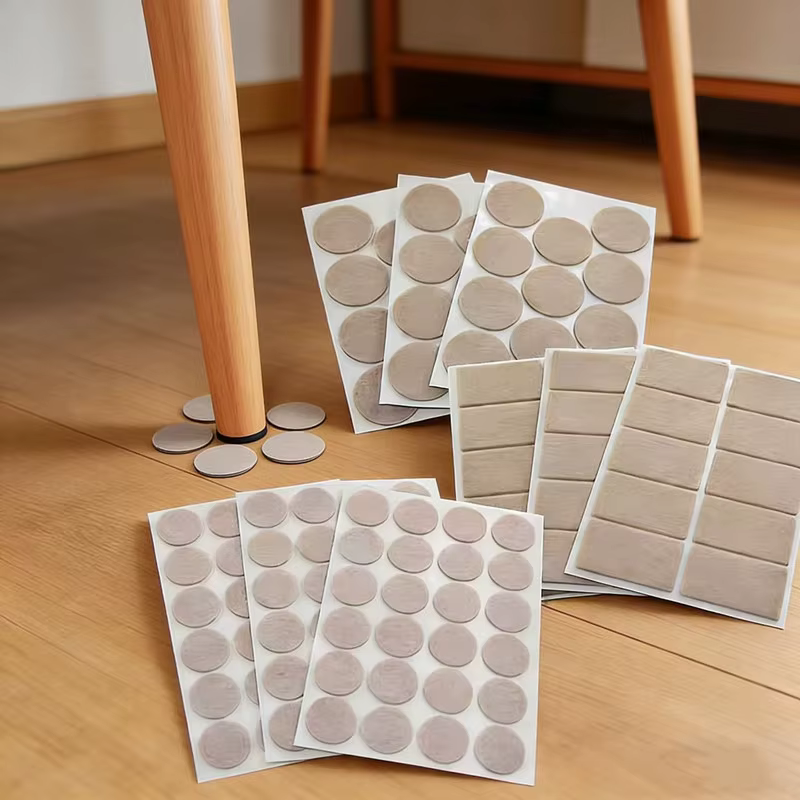 Patins de protection en feutre pour pieds de chaise, ronds et carrés, autocollants, pour meubles et tables, antidérapants