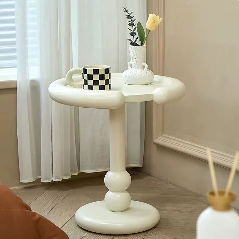 Table à thé ronde nordique Simple de couleur crème