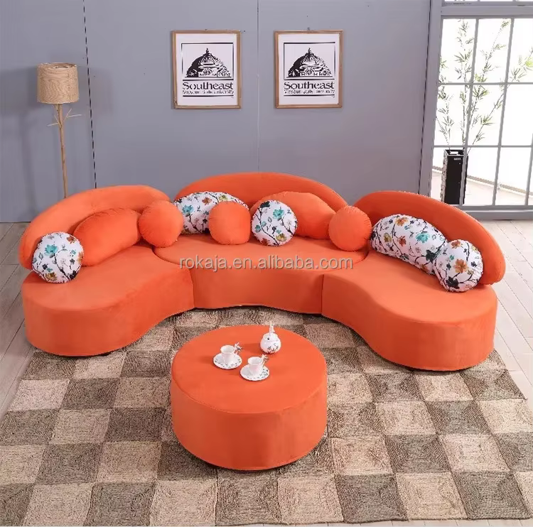 Canapé en tissu velours semi-circulaire