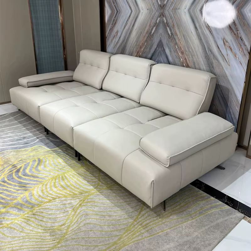 Linlamlim Canapé-lit inclinable électrique moderne – Canapé sectionnel réglable en cuir véritable avec accoudoirs