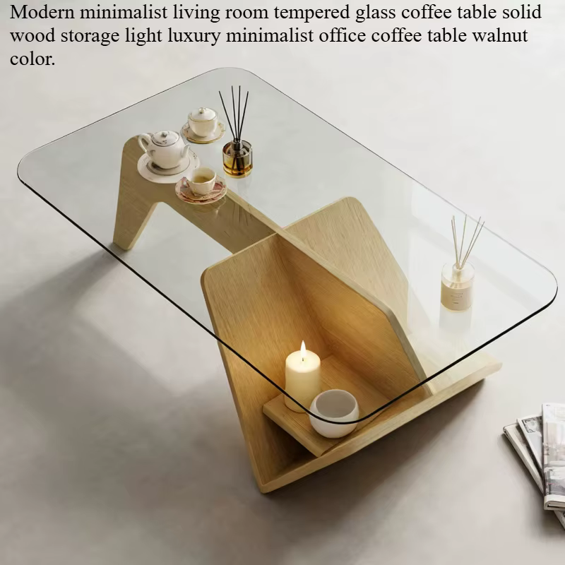 Table basse de rangement en verre