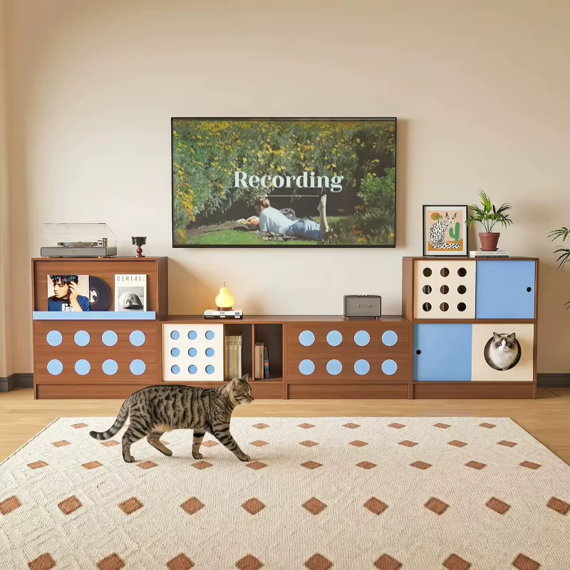 Meuble TV vintage de rangement sur pied pour salon