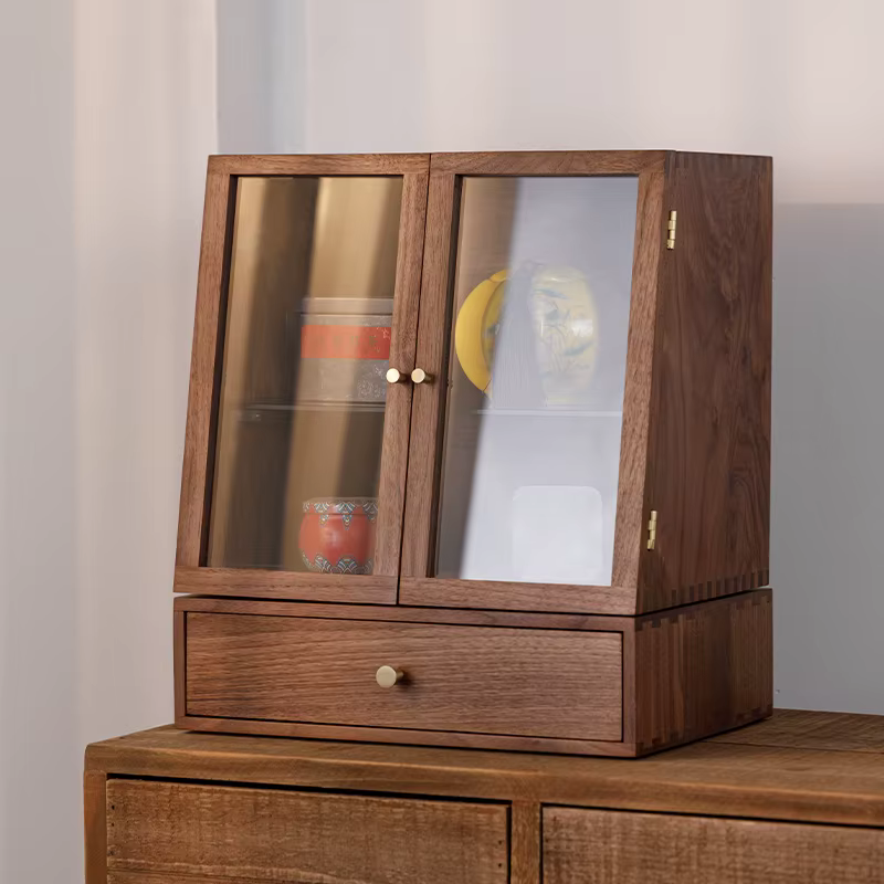 Vitrine de bureau en noyer noir