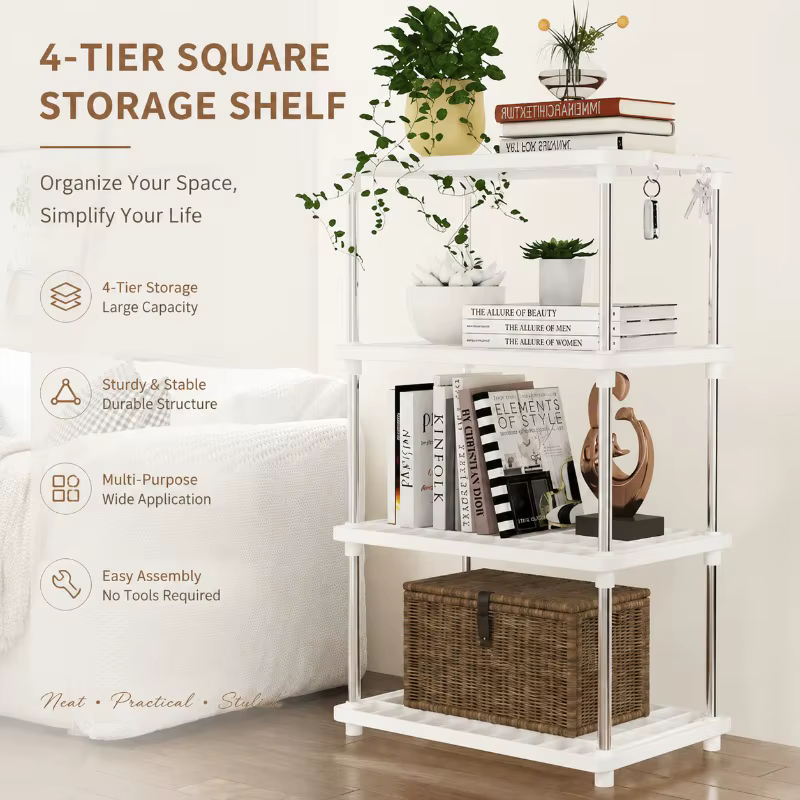 Étagère de rangement carrée à 4 niveaux