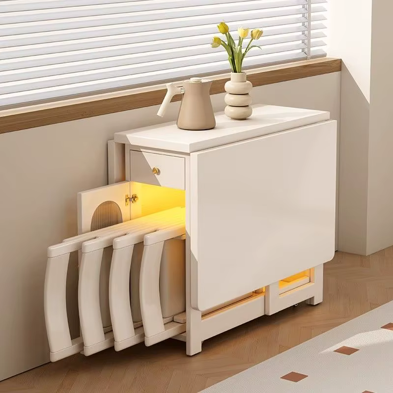 Table à manger japonaise extensible blanc moderne 4 chaises