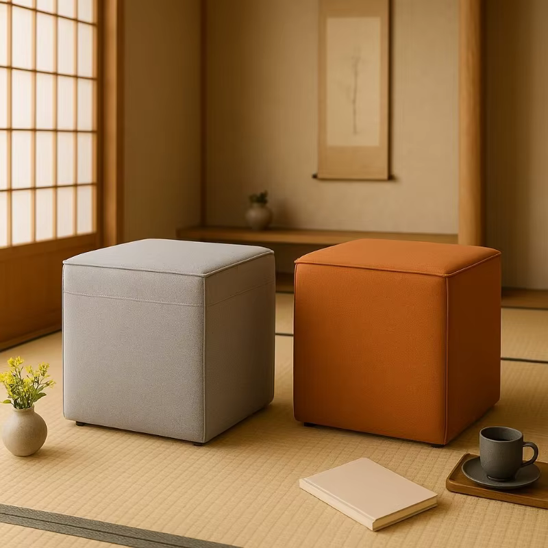 Tabouret Cube Ottoman en tissu scandinave