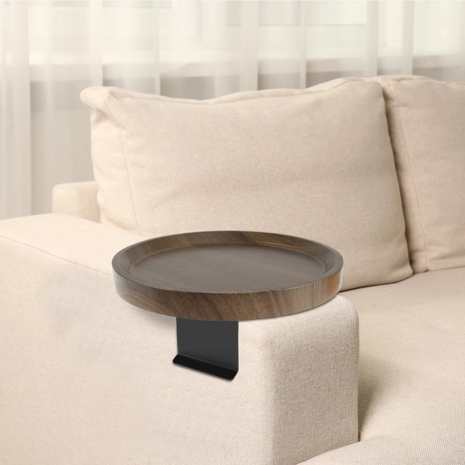 Plateau de rangement pour accoudoir de canapé en bois
