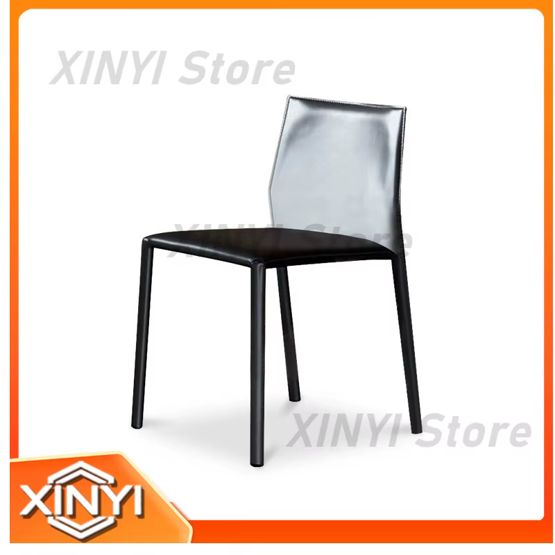 Chaise de salon moderne en cuir italien, design simple et luxueux