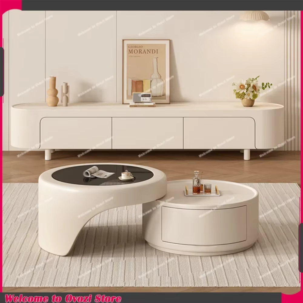 Meuble TV d'angle moderne de luxe avec tiroirs, style farmhouse, pour salon