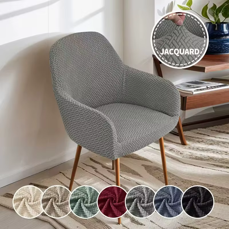 Housse de chaise en molleton jacquard avec accoudoirs