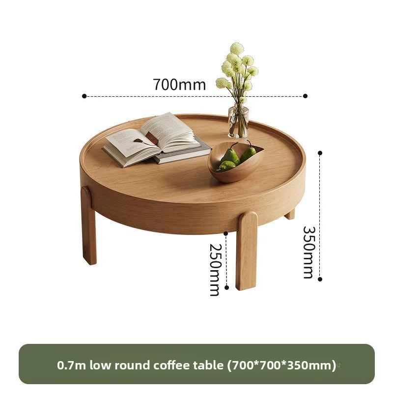 Petite table basse ronde avec plateau de couleur crème