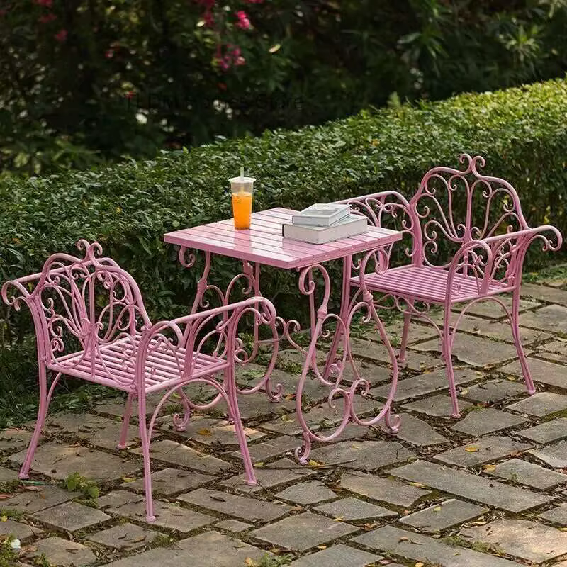 Combinaison de Table et chaise de cour européenne en fer forgé