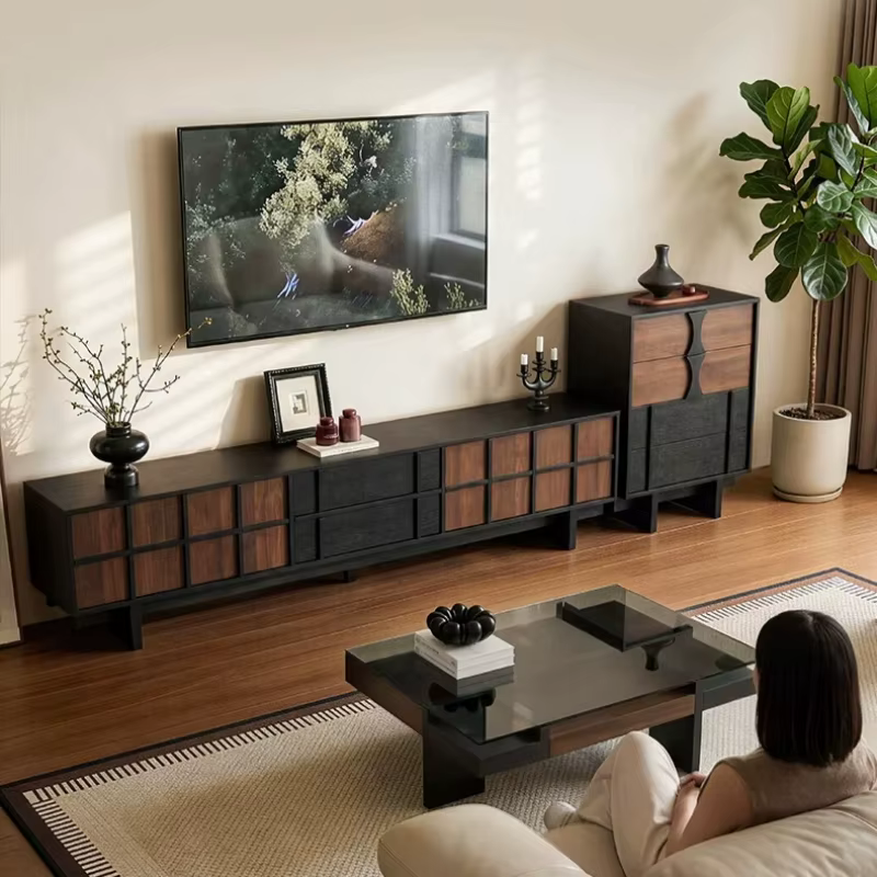 Meuble TV de luxe léger avec étagère dissimulée