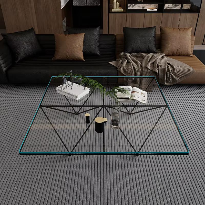 Table basse minimaliste italienne en verre transparent