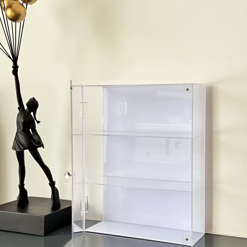 Vitrine en acrylique à porte ouverte avec poignée, rangement transparent anti-poussière de grande capacité, peut stocker des modèles et des cosmétiques, 1 pièce
