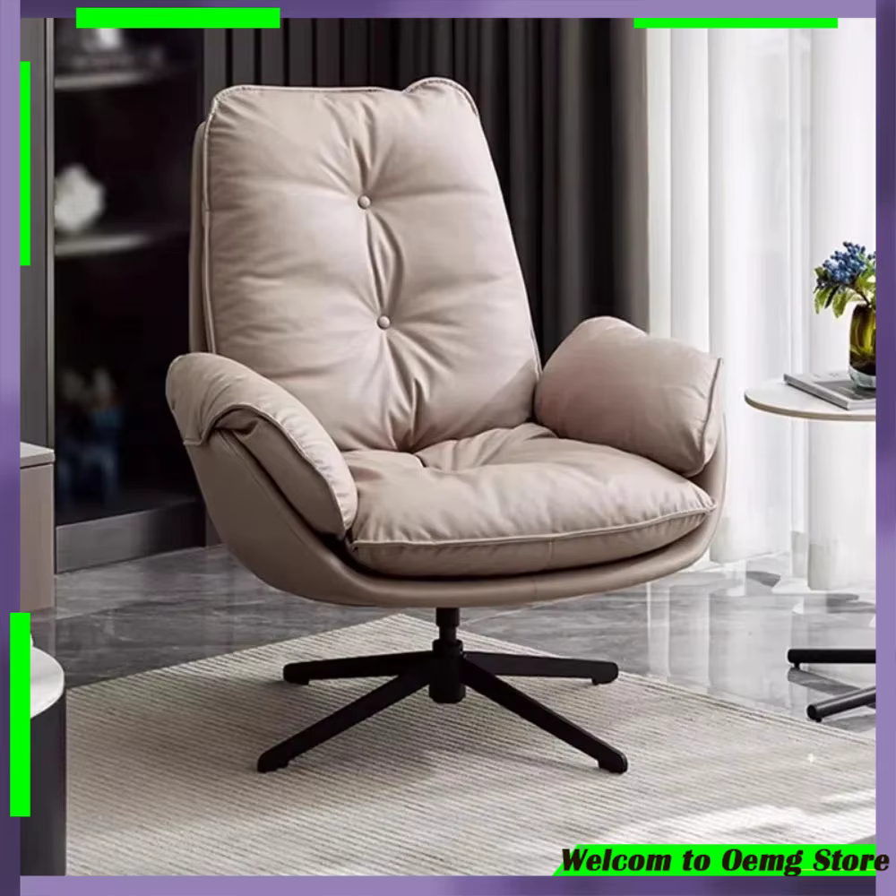 Fauteuil pivotant élégant en cuir gris