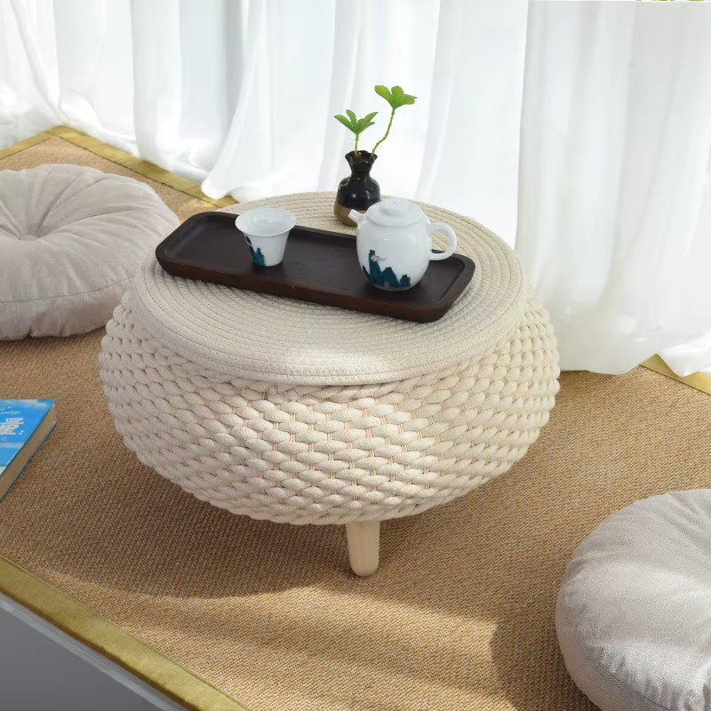 Tables basses rondes de luxe style nordique en rotin