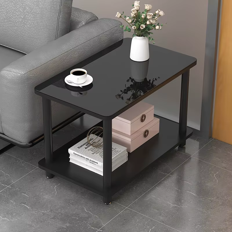Table basse rectangulaire en verre trempé pour salon