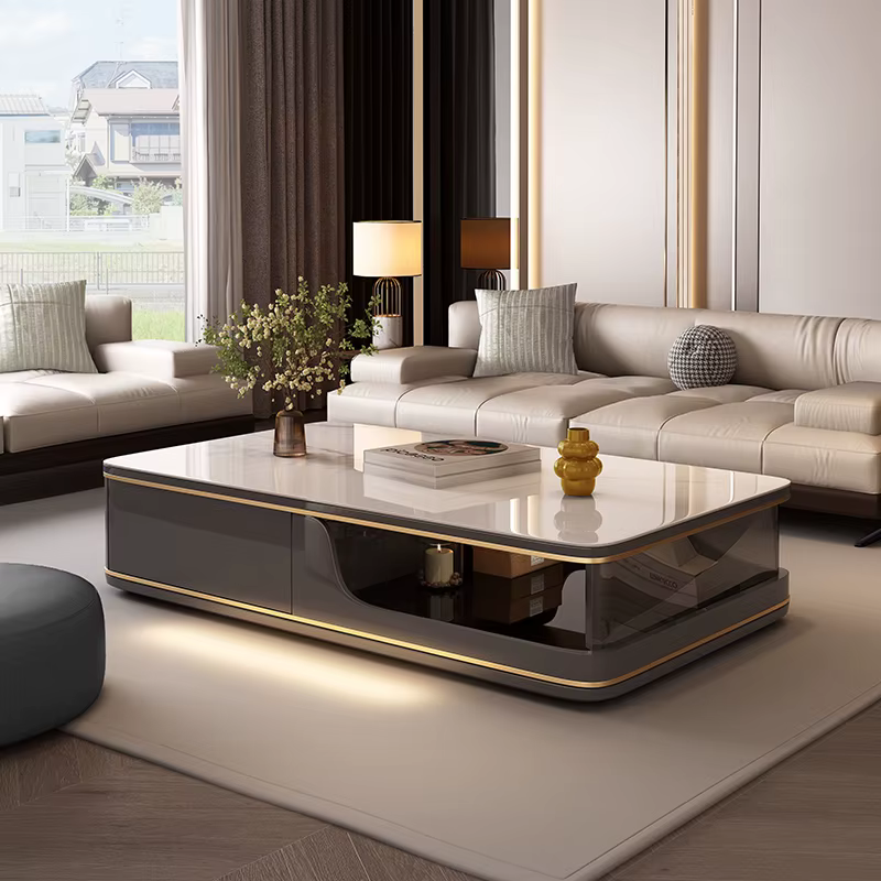 Table basse Design de luxe rangement Transparent Tables basses italiennes uniques nordique Glam Articulos Para El Hogar accessoires