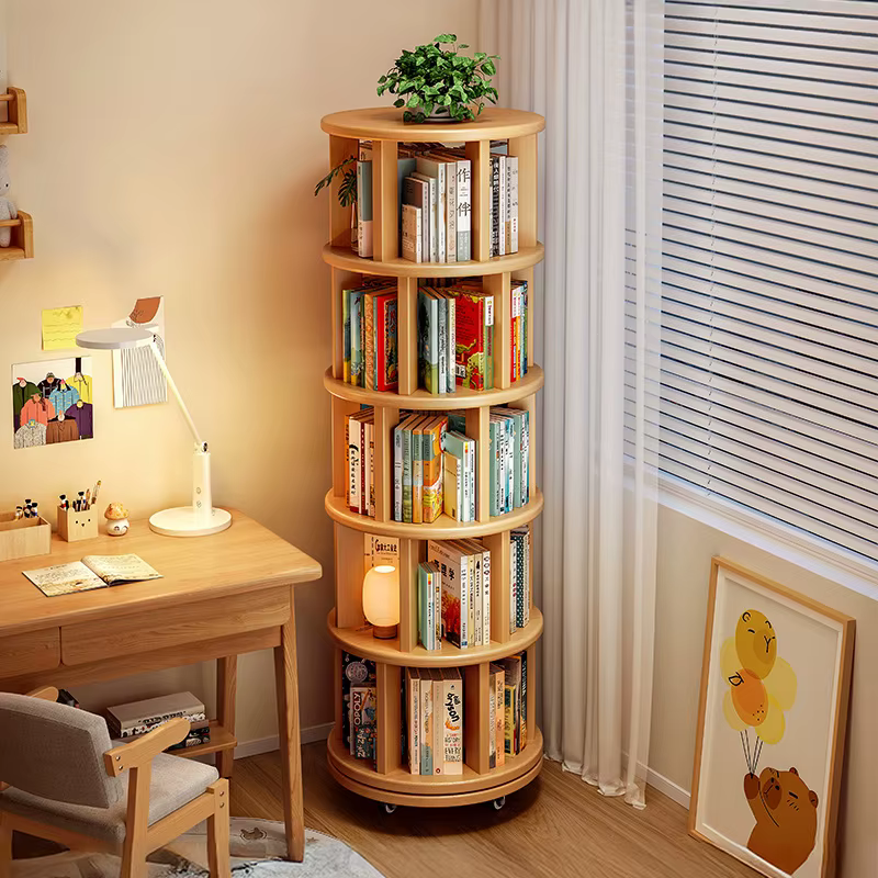 Bibliothèque rotative en bois massif
