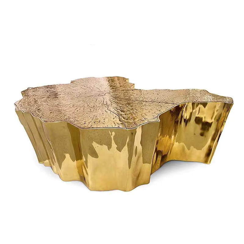 Table basse de luxe MANBAS en acier inoxydable doré