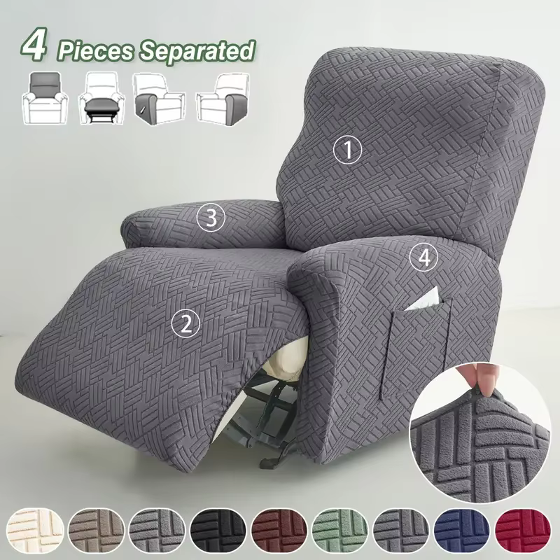 Housse de canapé inclinable fendue 1 place pour salon Jacquard