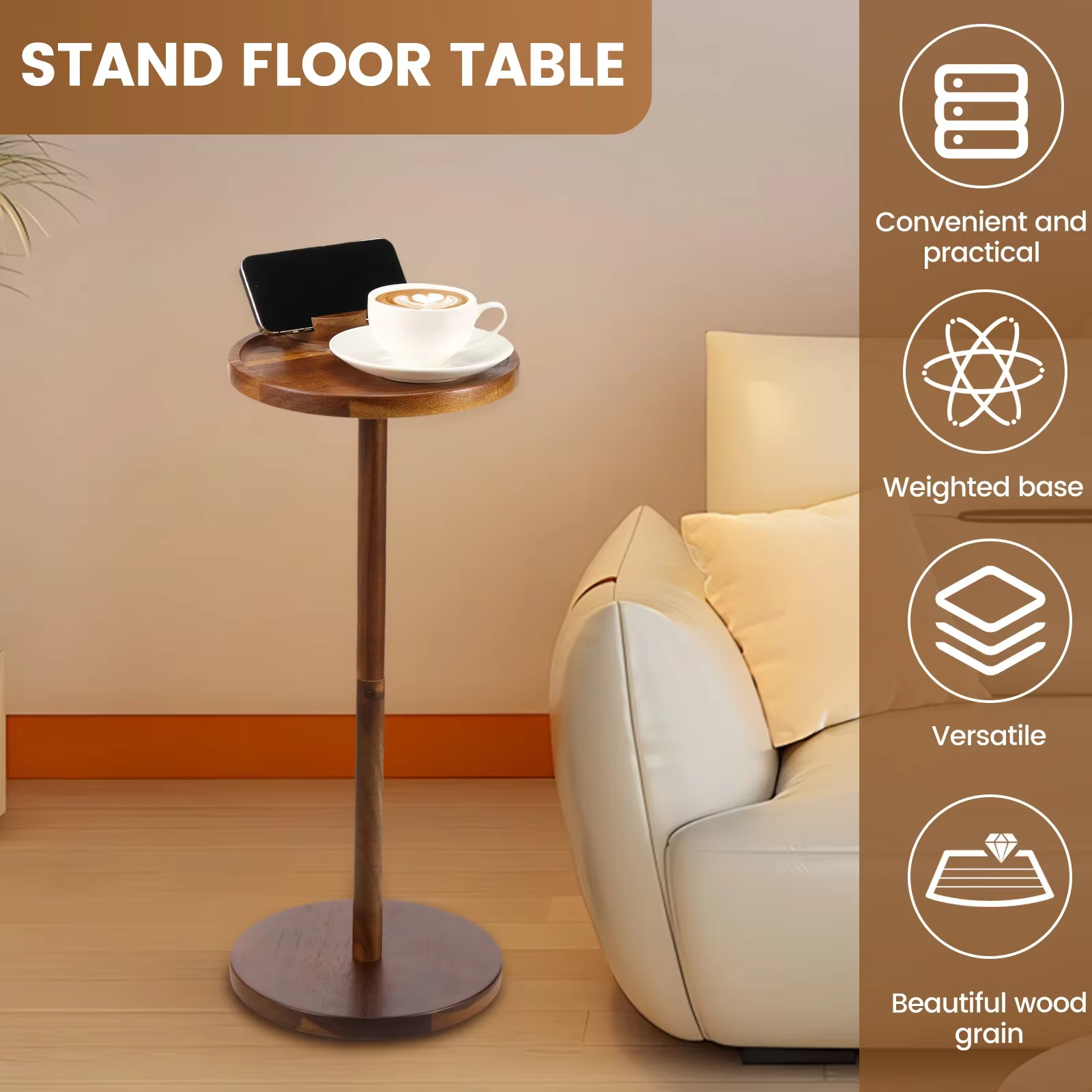 Mini Table d'appoint sur pied en bois