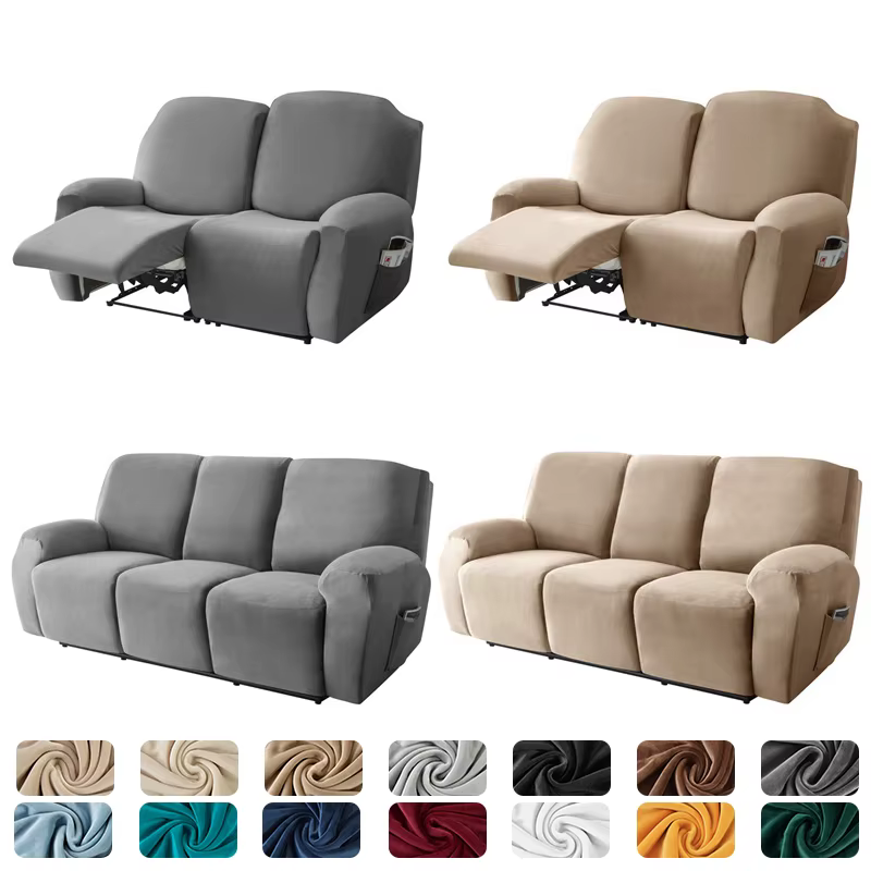 Housse de canapé inclinable extensible en velours