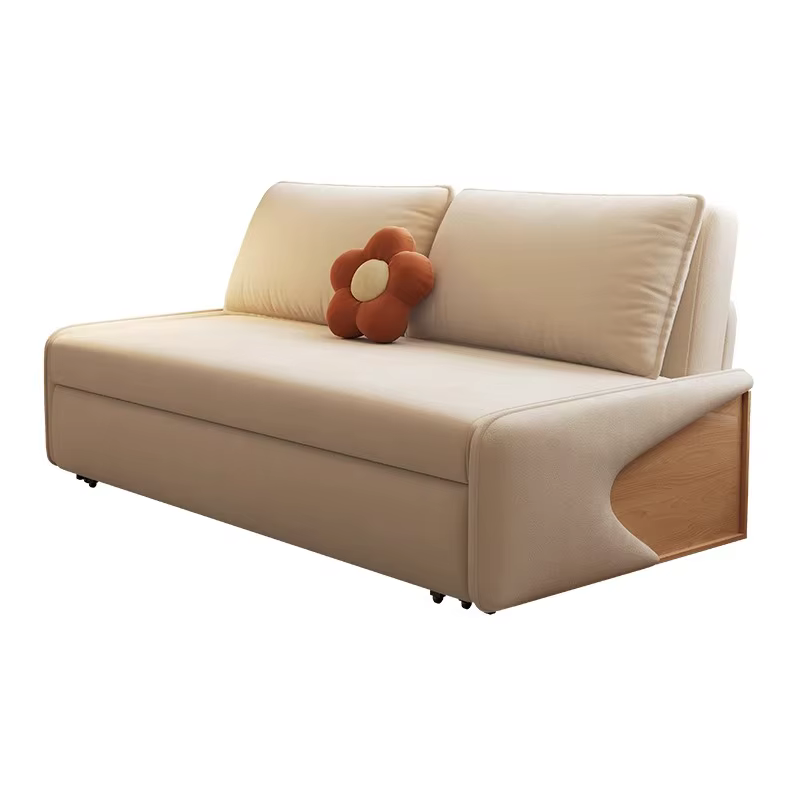 Canapé-lit moderne simple en bois massif pliable pour s'asseoir et couché