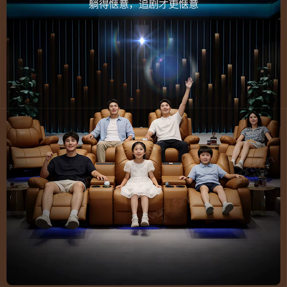 Fauteuils de cinéma maison électriques avec porte-gobelets et console d'accoudoir