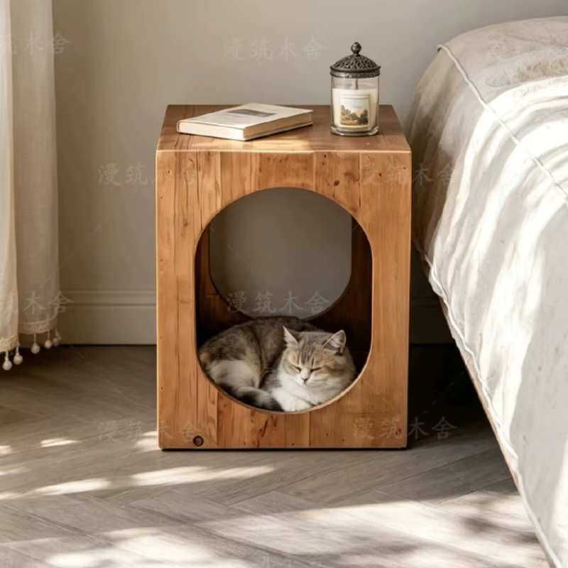Table d'appoint basse d'angle en bois