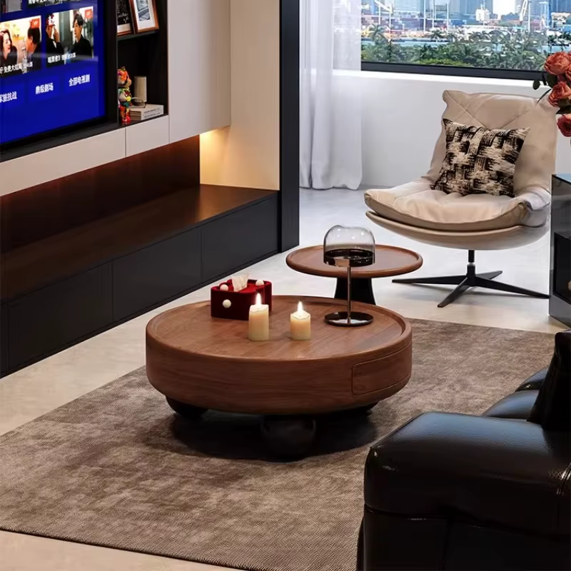 Tables basses rondes design avec tiroir