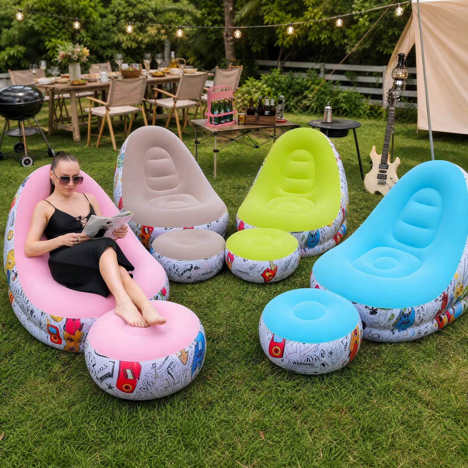 Canapé gonflable + repose-pieds