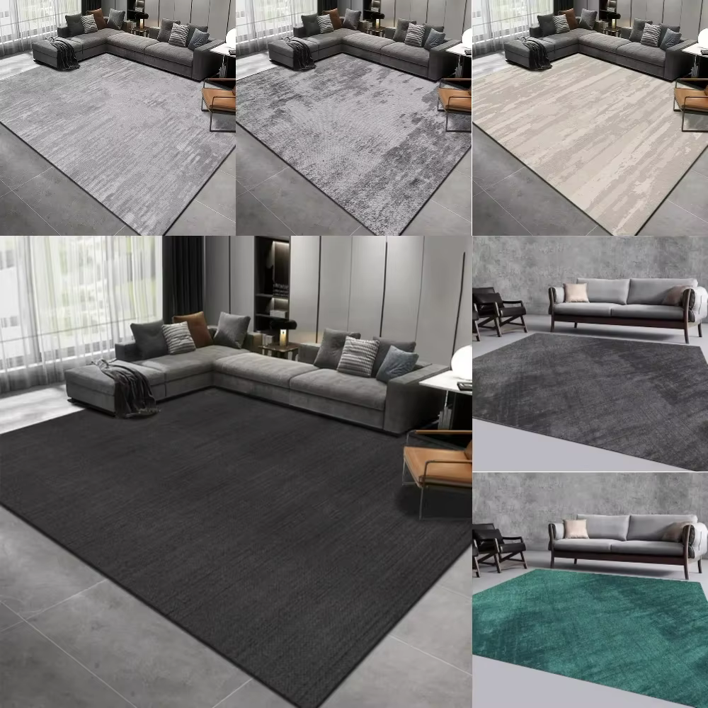 Mode couleur unie noir gris tapis salon décor canapé tapis chevet canapé tapis salon Table basse tapis de sol maison appartement