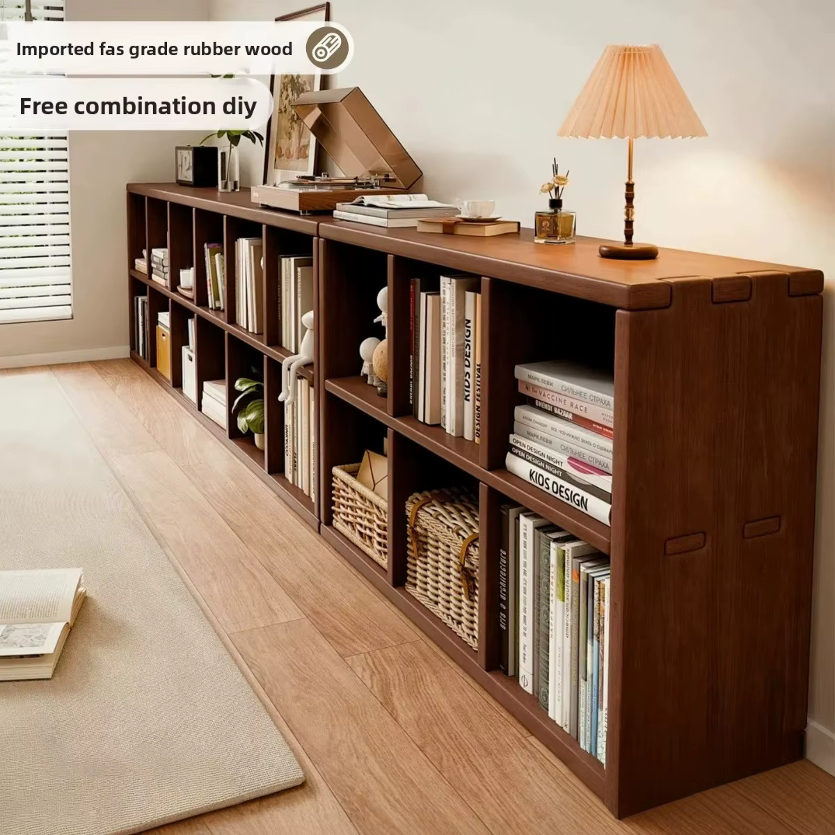 Armoire de rangement vintage en bois massif couleur noyer