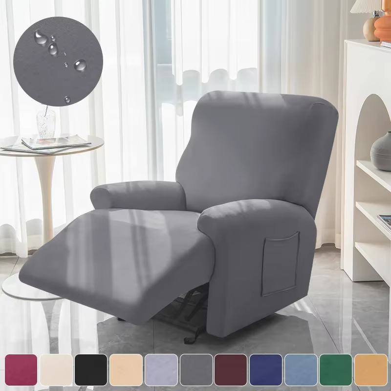 Housse de canapé relax 1 place extensible, protection de meuble couleur unie