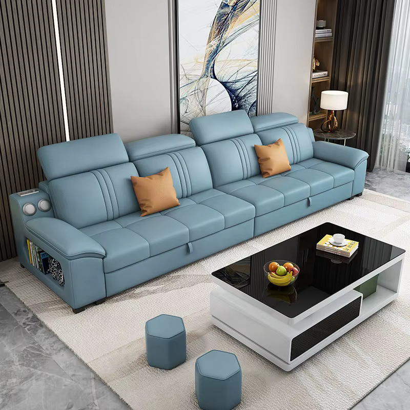 Canapé en cuir véritable design De luxe moderne caché Relax lit