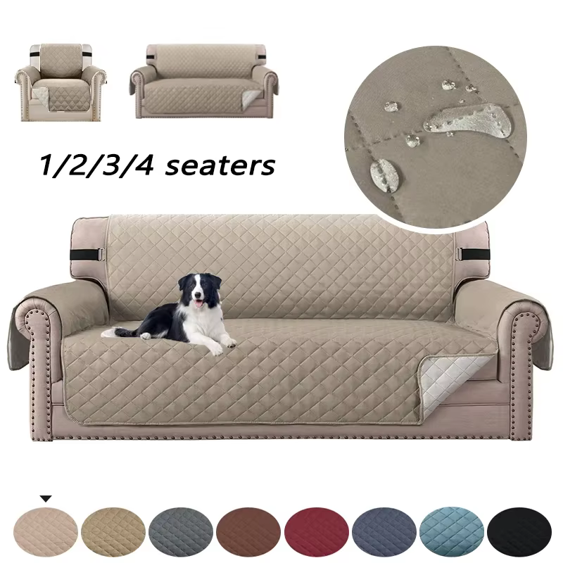 Housse de canapé imperméable, anti-usure, pour 1/2/3/4 places, pour fauteuils, avec coussin antidérapant, matelassée, pour la maison, pour chiens, animaux domestiques et enfants