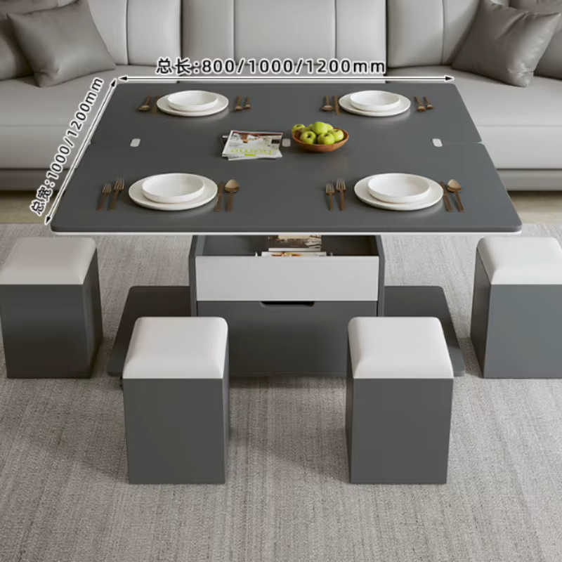 Table basse carrée blanche salon réglable Unique
