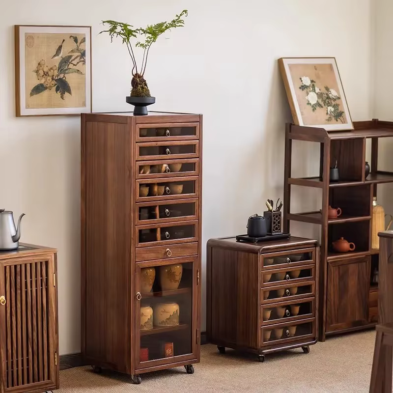 Tiroirs armoires de salon classiques affichage marron moderne rangement