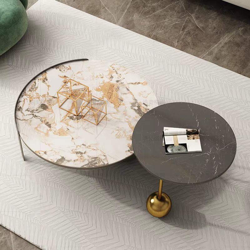 Table basse ronde simple en pierre