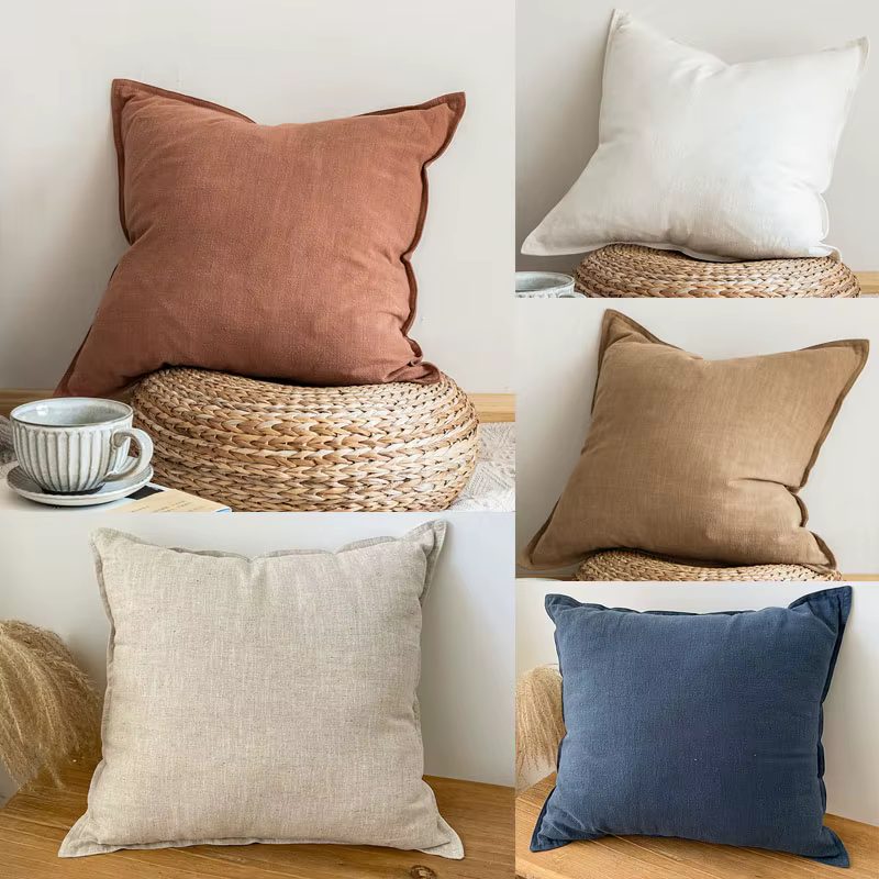Housse de coussin de canapé en coton et lin épais