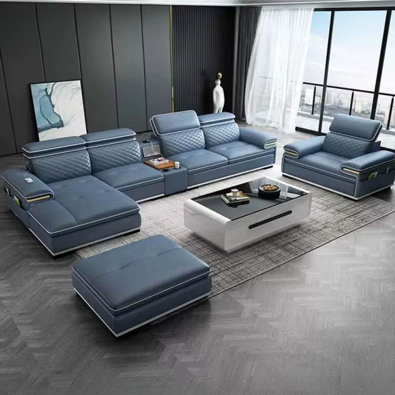 Canapé d'angle de luxe en cuir