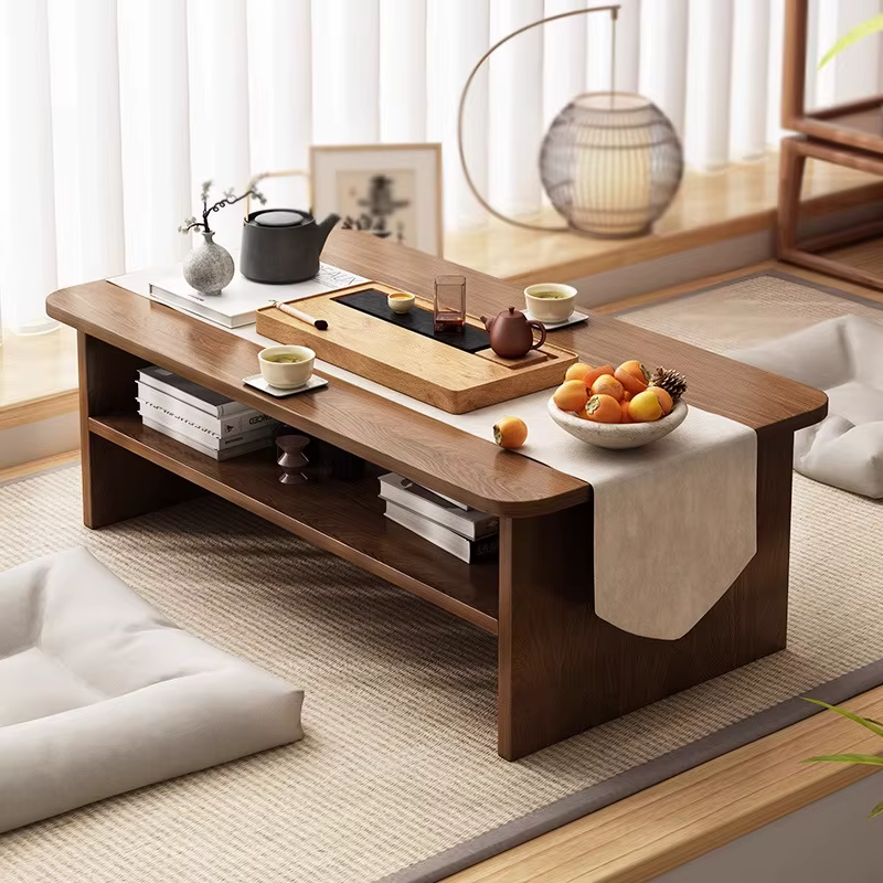 Table basse japonaise à profil bas pour baie vitrée