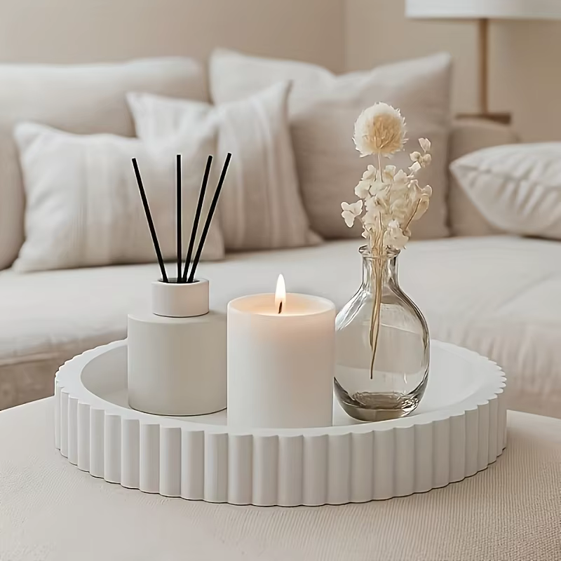 Plateau de table basse rond blanc
