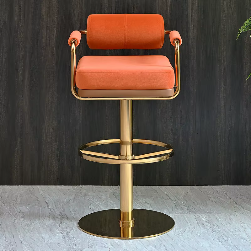 Tabourets de Bar de luxe modernes avec dossier et tabouret de Bar pivotant de comptoir de Base dorée couleur personnalisée