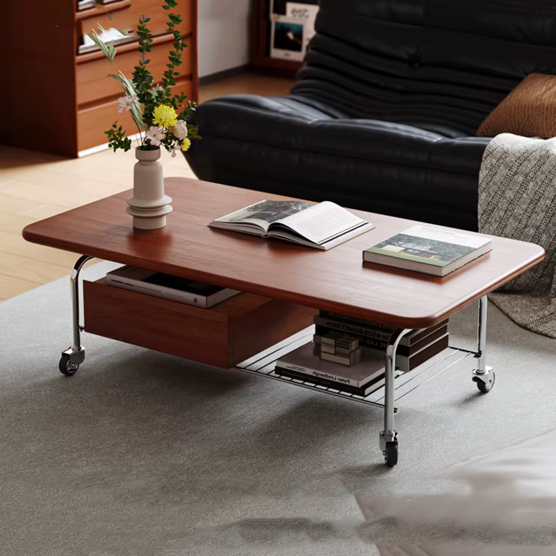 Table basse Mobile avec pieds en métal sur roulettes