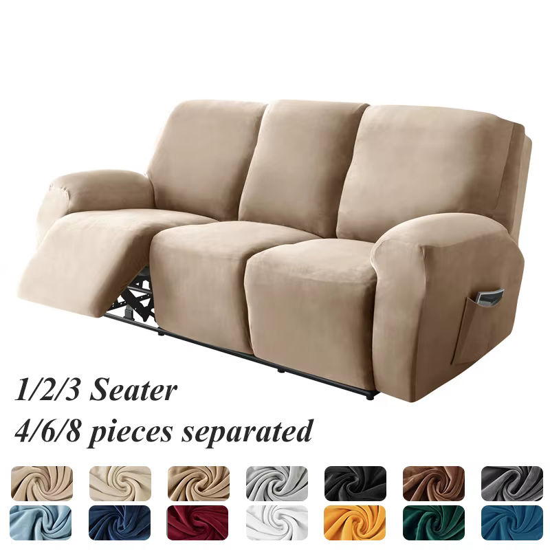 Housse de canapé inclinable fendue en velours