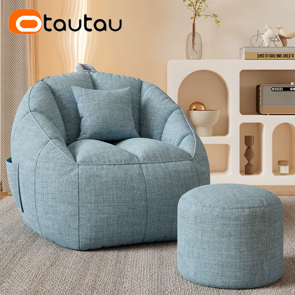 OTAUTAU coton lin pouf chaise avec remplissage coin